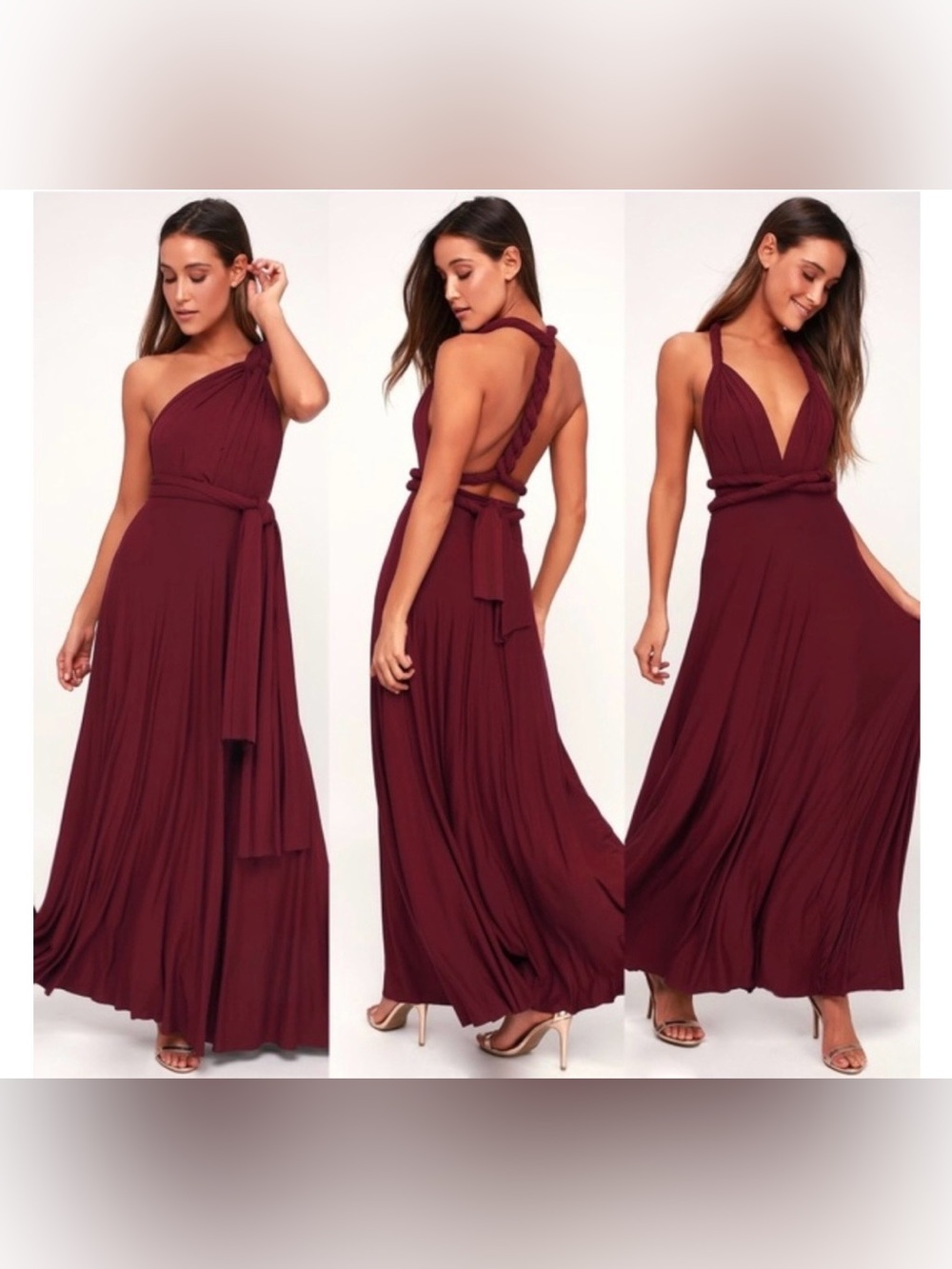 Lulu's Multiway Maxi Dress in Burgundy